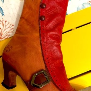 Fluevog boots ladies size 8 1/2 red